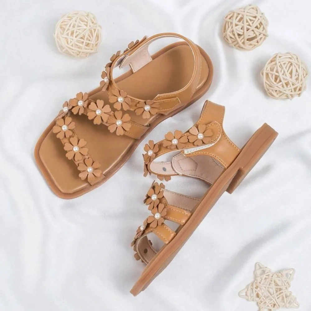 Girl Blossom Tan Sandals- (12.5)